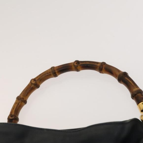 GUCCI Bamboo Hand Bag Leather Black Gold - Picture 8 of 16